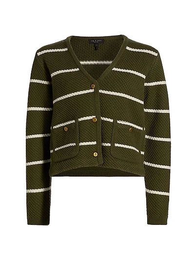 Peggy Striped Wool V-Neck Cardigan