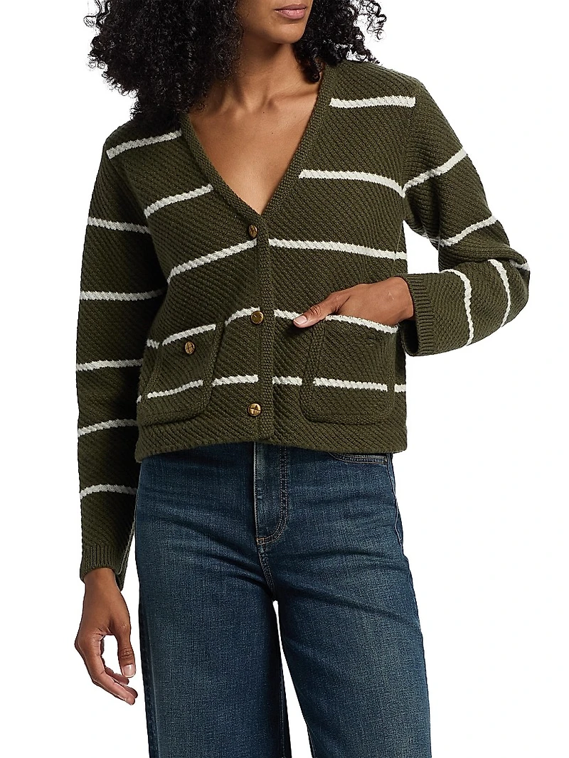 Peggy Striped Wool V-Neck Cardigan