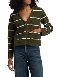 Peggy Striped Wool V-Neck Cardigan
