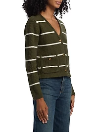 Peggy Striped Wool V-Neck Cardigan