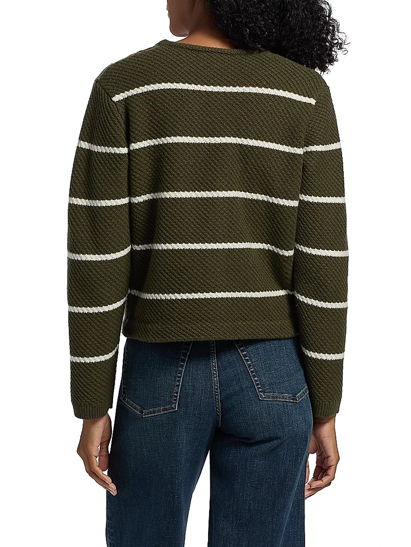 Peggy Striped Wool V-Neck Cardigan