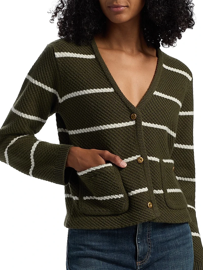 Peggy Striped Wool V-Neck Cardigan