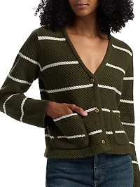 Peggy Striped Wool V-Neck Cardigan