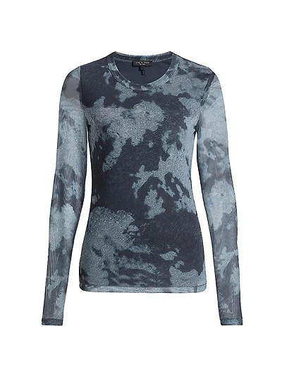 Yana Printed Mesh Long-Sleeve Top