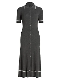 Kassy Rib-Knit Polo Midi-Dress