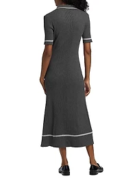 Kassy Rib-Knit Polo Midi-Dress