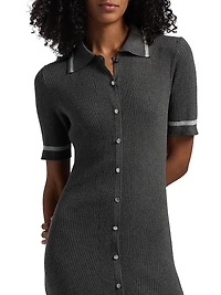 Kassy Rib-Knit Polo Midi-Dress