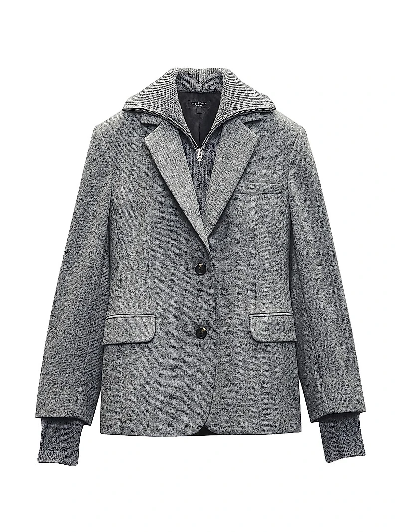 Frank Wool-Blend Combo Blazer