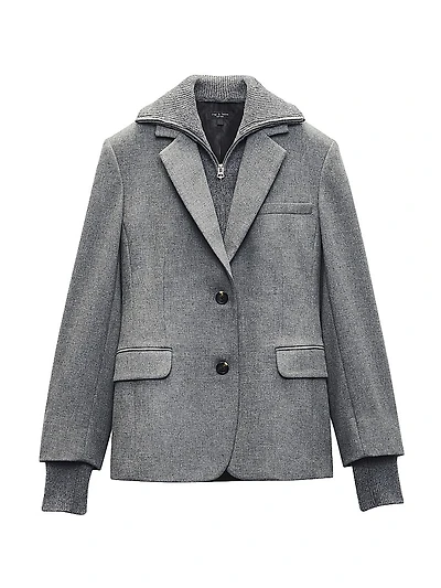 Frank Wool-Blend Combo Blazer