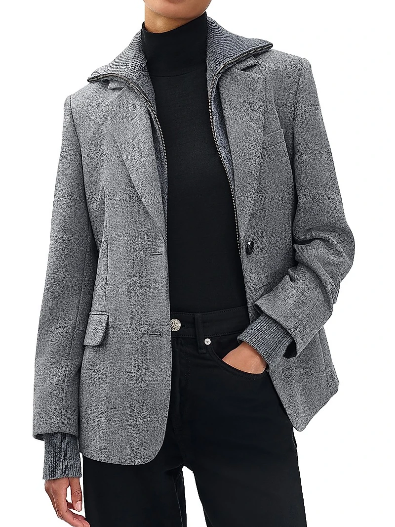 Frank Wool-Blend Combo Blazer