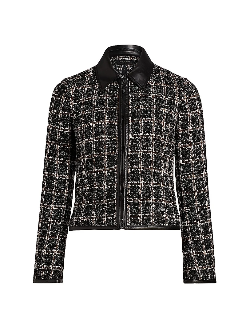 Eloise Plaid Zip-Front Blazer