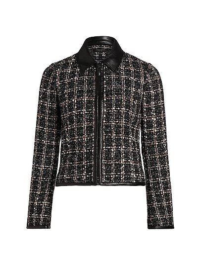 Eloise Plaid Zip-Front Blazer