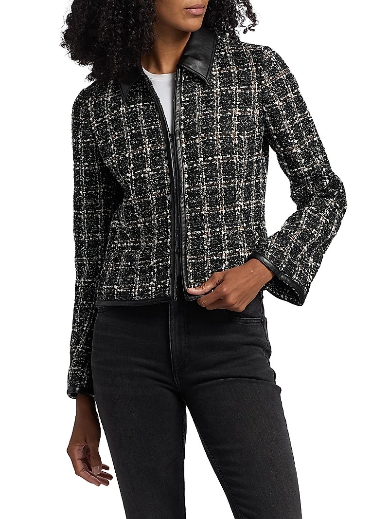 Eloise Plaid Zip-Front Blazer
