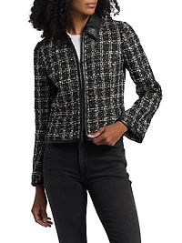 Eloise Plaid Zip-Front Blazer