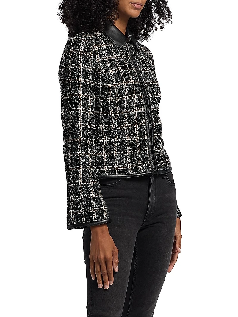Eloise Plaid Zip-Front Blazer