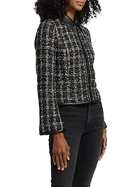 Eloise Plaid Zip-Front Blazer