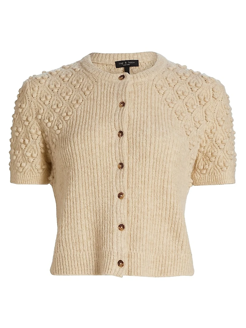 Sierra Textured-Knit Short-Sleeve Cardigan