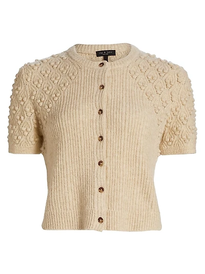Sierra Textured-Knit Short-Sleeve Cardigan