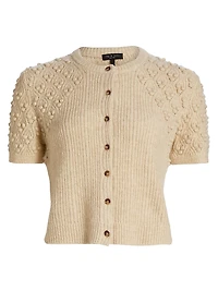 Sierra Textured-Knit Short-Sleeve Cardigan