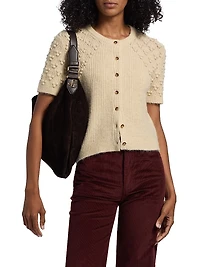 Sierra Textured-Knit Short-Sleeve Cardigan