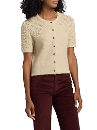 Sierra Textured-Knit Short-Sleeve Cardigan