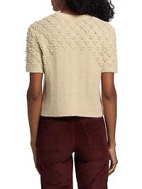 Sierra Textured-Knit Short-Sleeve Cardigan