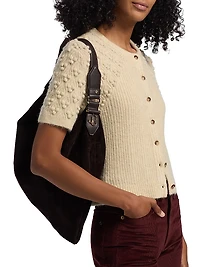 Sierra Textured-Knit Short-Sleeve Cardigan