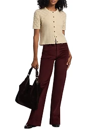 Sierra Textured-Knit Short-Sleeve Cardigan