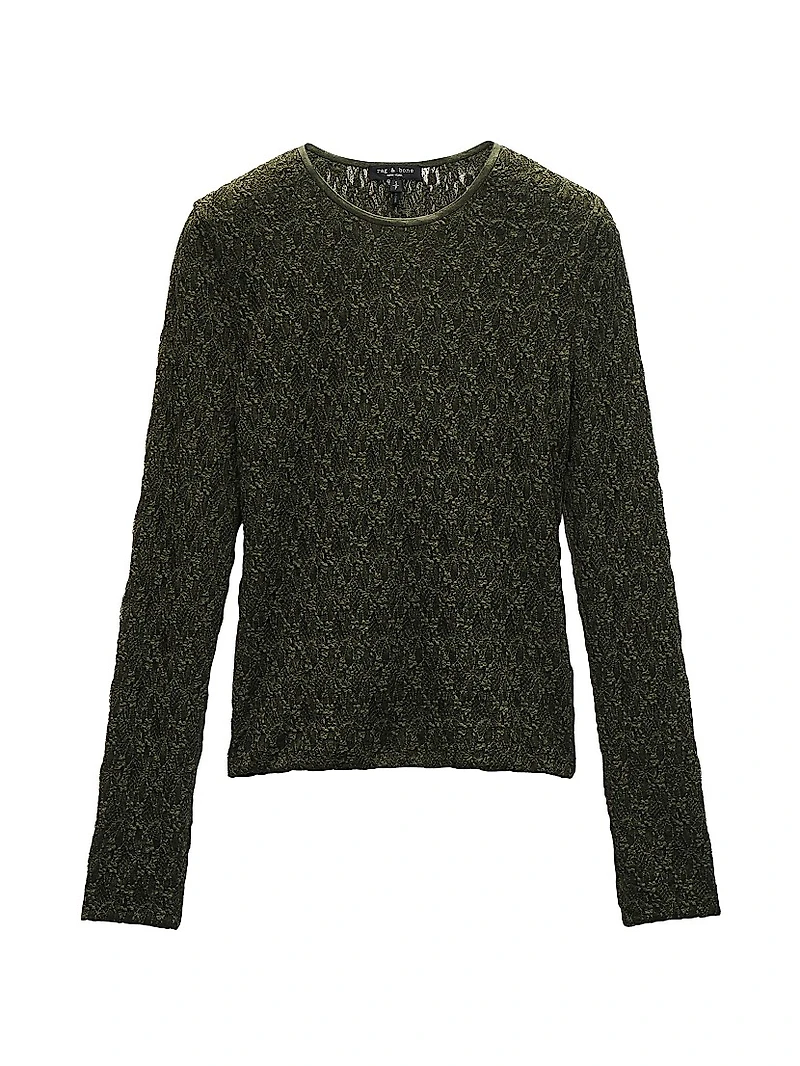Ellie Stretch-Lace Crewneck Shirt