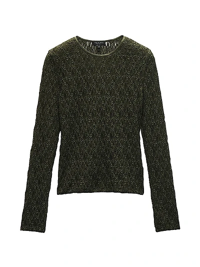 Ellie Stretch-Lace Crewneck Shirt