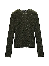 Ellie Stretch-Lace Crewneck Shirt