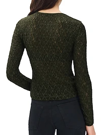 Ellie Stretch-Lace Crewneck Shirt