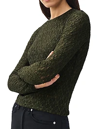 Ellie Stretch-Lace Crewneck Shirt