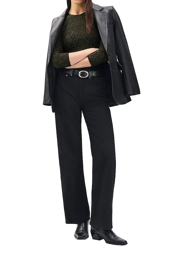 Ellie Stretch-Lace Crewneck Shirt