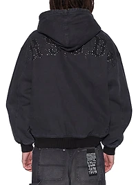 Neo-Nostalgia Stud-Back Padded Bomber Jacket
