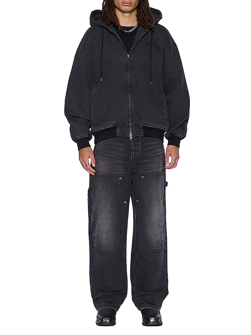 Neo-Nostalgia Stud-Back Padded Bomber Jacket