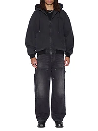 Neo-Nostalgia Stud-Back Padded Bomber Jacket