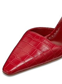 Croc-Embossed Leather Mules