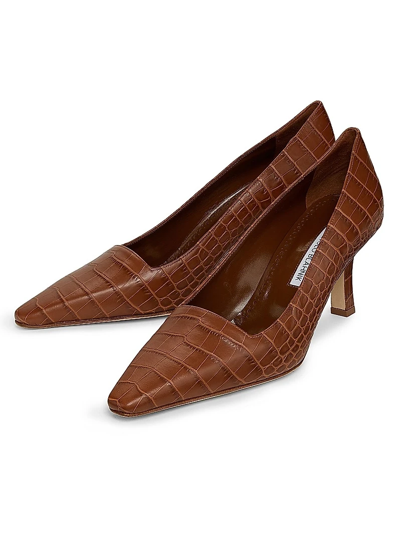 Moiralo Croc-Embossed Leather Pumps