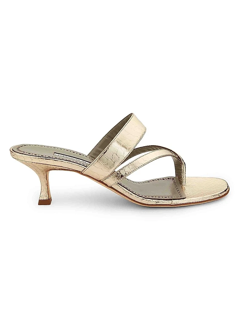 Susa Snake-Embossed Leather Sandals