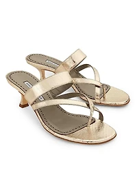 Susa Snake-Embossed Leather Sandals