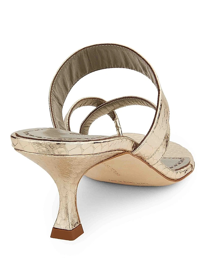 Susa Snake-Embossed Leather Sandals