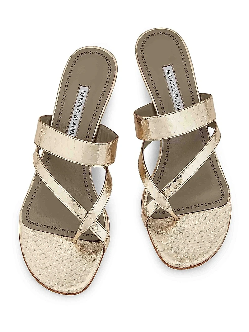 Susa Snake-Embossed Leather Sandals