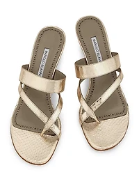 Susa Snake-Embossed Leather Sandals