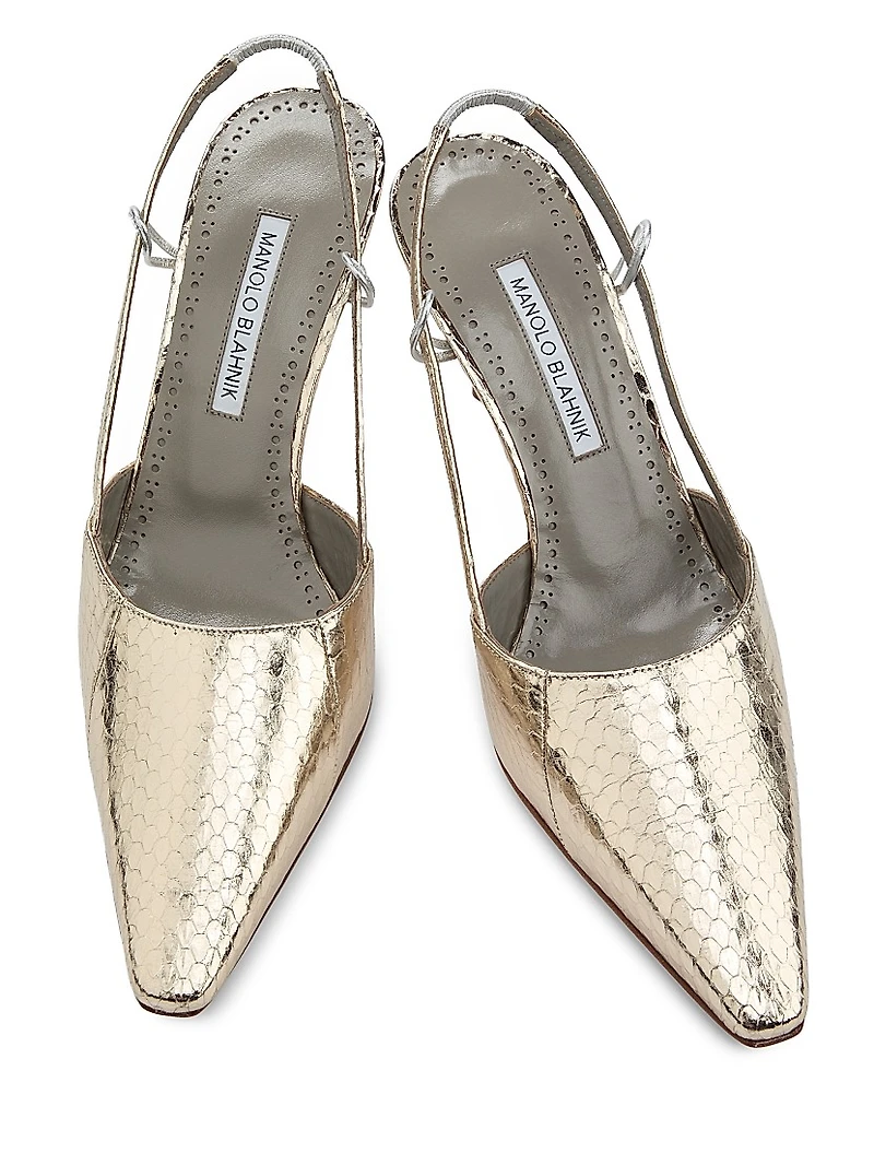Touki 70MM Snake-Embossed Leather Slingback Pumps