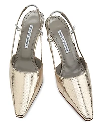 Touki 70MM Snake-Embossed Leather Slingback Pumps