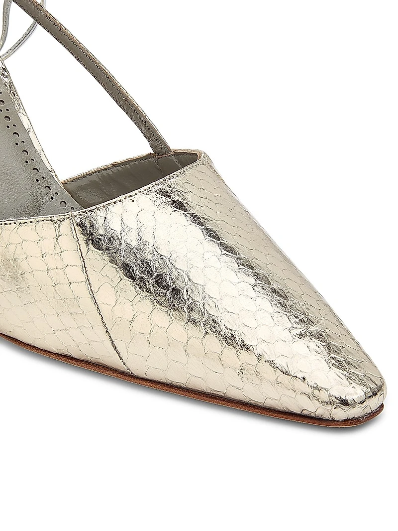 Touki 70MM Snake-Embossed Leather Slingback Pumps