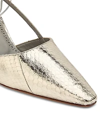 Touki 70MM Snake-Embossed Leather Slingback Pumps