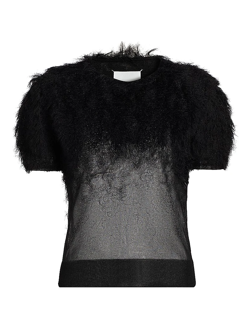 Feathered Sheer Silk Top