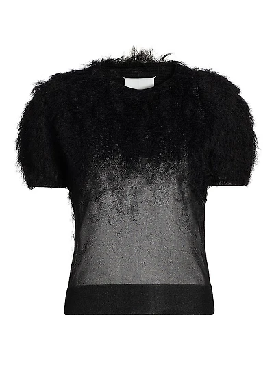 Feathered Sheer Silk Top